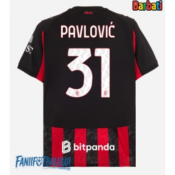 AC Milan Strahinja Pavlovic #31 Tricou Fotbal Replică 2025-26 Barbati Acasa